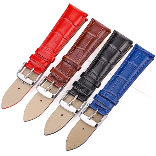 Cowhide Watch Band Bracelet Women Men Genuine Leather Watchband Black Brown Blue Red Crocodile Pattern Wrist Strap 18mm - 24mm