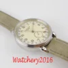 PARNIS 42mm GMT silver case arab mark date window leather strap mens top leisure automatic mechanical watch