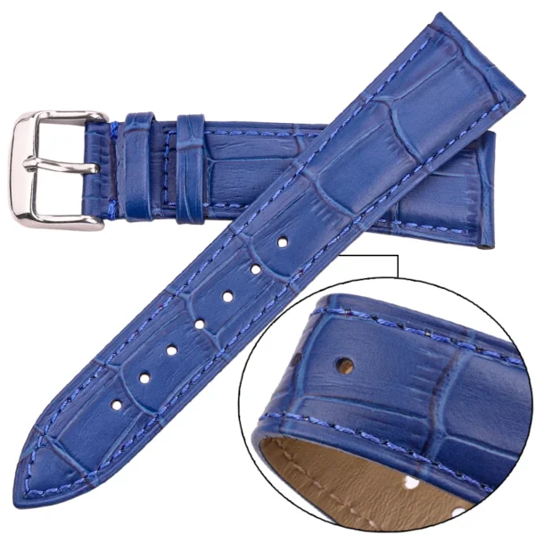 Cowhide Watch Band Bracelet Women Men Genuine Leather Watchband Black Brown Blue Red Crocodile Pattern Wrist Strap 18mm - 24mm