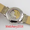 PARNIS 42mm GMT silver case arab mark date window leather strap mens top leisure automatic mechanical watch