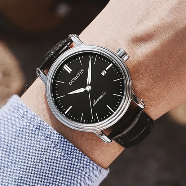 2022 New OCHSTIN Man Watch Leather Strap Mens Watches Top Brand Luxury Waterproof Bussiness Chronographmen's Fashion Male Clock