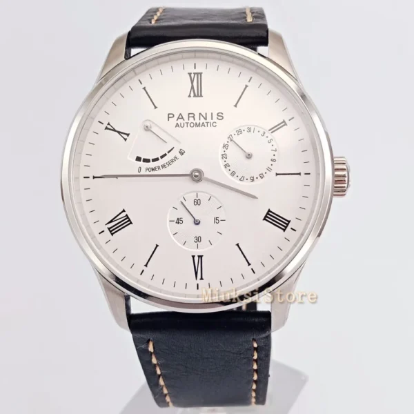 Parnis 42mm Fashion Simple Mans Watches White dail Calendar Sea gull 1780 Power Reserve Movement Men's Wrist Watch 2470