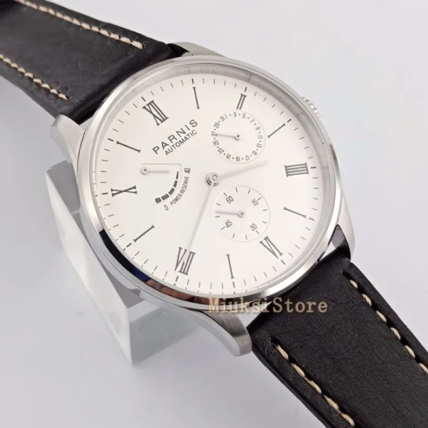 Parnis 42mm Fashion Simple Mans Watches White dail Calendar Sea gull 1780 Power Reserve Movement Men's Wrist Watch 2470