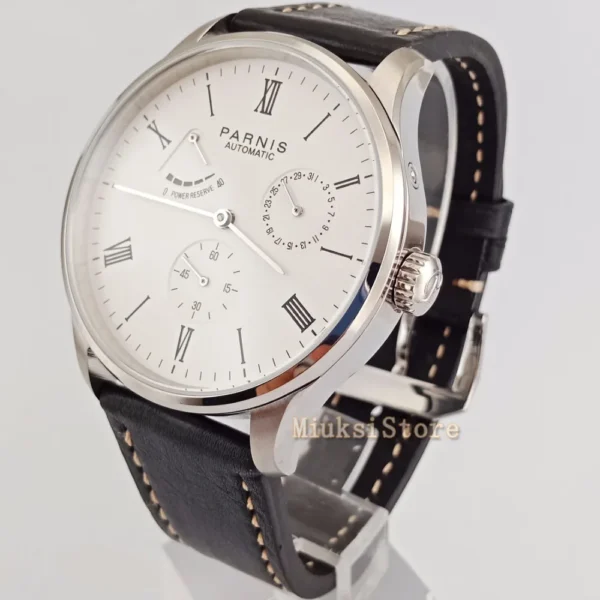 Parnis 42mm Fashion Simple Mans Watches White dail Calendar Sea gull 1780 Power Reserve Movement Men's Wrist Watch 2470