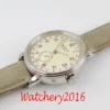 PARNIS 42mm GMT silver case arab mark date window leather strap mens top leisure automatic mechanical watch