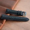 Genuine Leather Strap for Watch Band Belts 18mm 20mm 22mm 24mm Handmade Hollow Breathable Porous Black Watchbands
