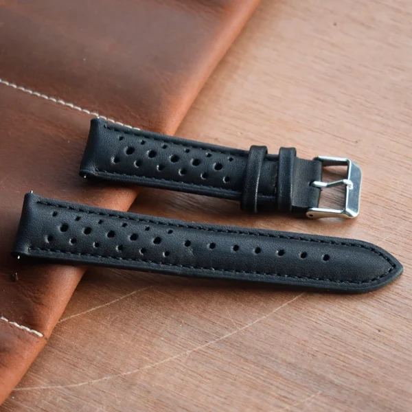 Genuine Leather Strap for Watch Band Belts 18mm 20mm 22mm 24mm Handmade Hollow Breathable Porous Black Watchbands