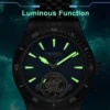 MINBER Mechanical Men's Watch Skeleton Dial Automatic Movement Wristwatches Waterproof Luminous Business Watches for Man 9164G-2