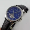 43mm Parnis Blue White Dial Power Reserve Genuine Leather Deployment Clasp Automatic Movement Men's Watch