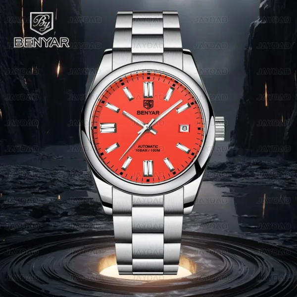 BENYAR 2025 New Men's Automatic Mechanical Watch Seagull ST6 Mechanical Stainless Steel Business Sports 100m Waterproof Watches