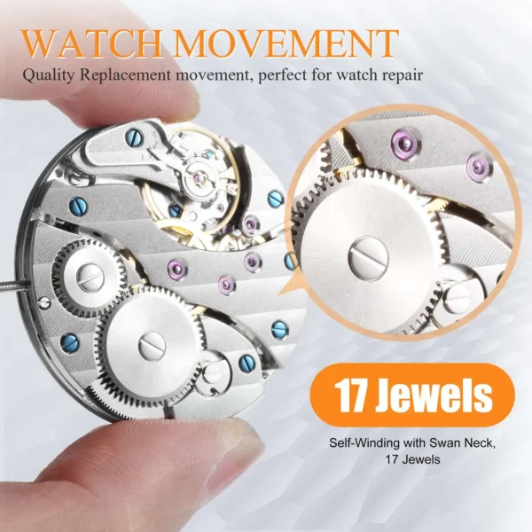 【24 Hours-Sale!】Mechanical Hand Winding 6497 St36 Watch Movement P29 44mm Stainless Steel Watch Case Fit 6497 Movement Watch