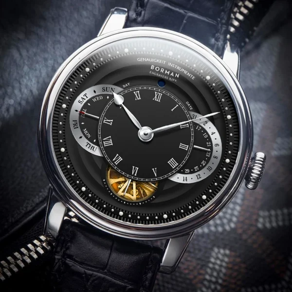 BORMAN Design Luxury Men Automatic Wrist Watch Skeleton Dial Genuine Leather Strap Sapphire Crystal Glass Automatic Watch
