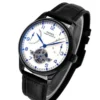 43mm Parnis Blue White Dial Power Reserve Genuine Leather Deployment Clasp Automatic Movement Men's Watch