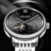 AILANG Famous Brand Men's Automatic Mechanical Watch Hollow Stainless Steel Waterproof Fashion Business Men Watch Luminous Hands