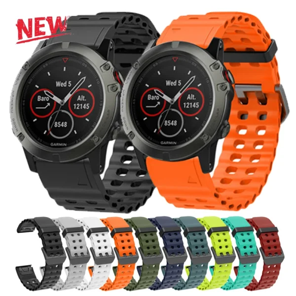26mm 22mm Silicone Watch Strap For Garmin Fenix 8 7X 7 7S 6X 6 Pro 5 5X Epix 2 Forerunner 965 955 945 Instinct 2 QuickFit Band