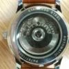 43mm Parnis Blue White Dial Power Reserve Genuine Leather Deployment Clasp Automatic Movement Men's Watch