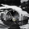 AILANG Famous Brand Men's Automatic Mechanical Watch Hollow Stainless Steel Waterproof Fashion Business Men Watch Luminous Hands