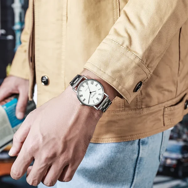 New Fashion Men Watches Business Wrist Watch Luxury Steel Watches Quartz Wristwatches Clock Men Women Casual Simple Watch