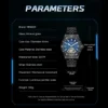 MINBER Mechanical Men's Watch Skeleton Dial Automatic Movement Wristwatches Waterproof Luminous Business Watches for Man 9164G-2