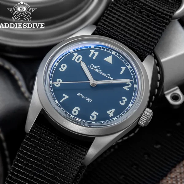 ADDIESDIVE Quartz Watches VH31 Movement Nylon Strap 36mm 100M Waterproof Reloj Hombre 316L Steel Luminous Watch For Men's