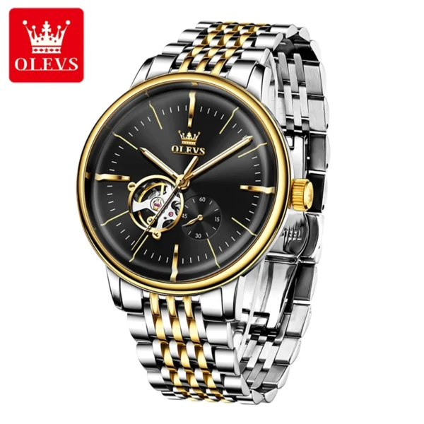 OLEVS Design Mechanical Watch For Men Fashion Business Stainless Steel Automatic Watches Stainless Steel Clock reloj hombre