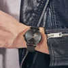 AILANG Unique Second Hand Watches For Mens Automatic Mechanical Fashion Skeleton Wrist Watch Black Steel Belt reloj hombre