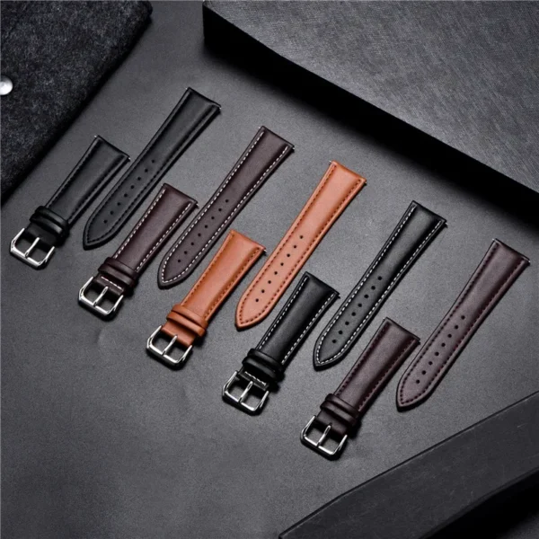 Casual Calfskin Leather Wrist Bracelets 16mm 18mm 20mm 22mm 24mm Men's and Women's Business Watch Strap
