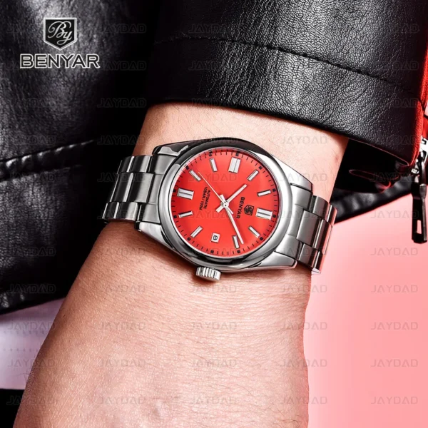 BENYAR 2025 New Men's Automatic Mechanical Watch Seagull ST6 Mechanical Stainless Steel Business Sports 100m Waterproof Watches