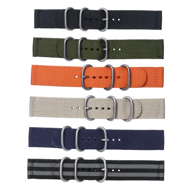 20Mm Nylon Watch Strap Durable 2 Joint Replacement Band Wristband For Watch Khaki Smooth Stainless Steel Clasp Comfortable Fit
